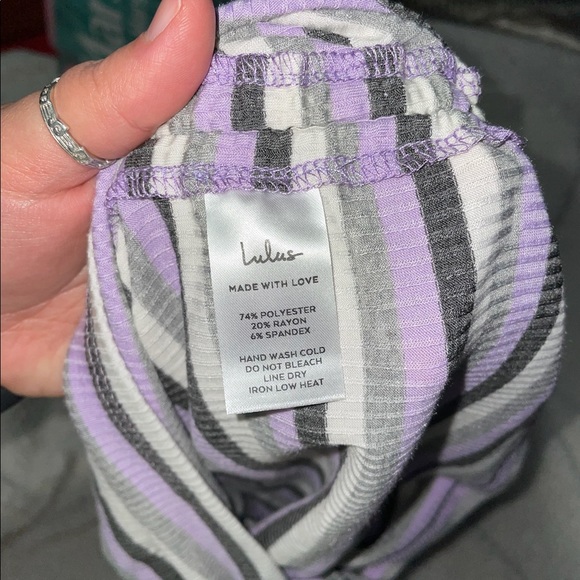 NWT Lulus Sophisticated Pick Grey Striped Drawstring Ruched Mini Dress Size S - Picture 7 of 8